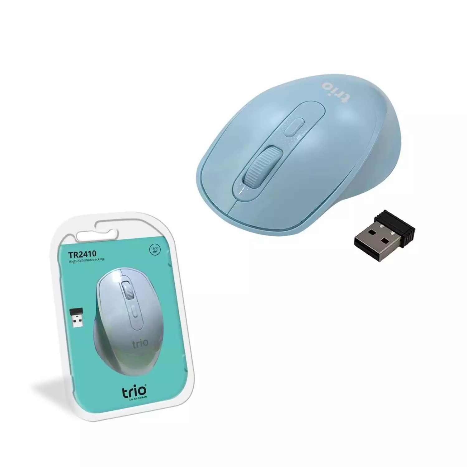 TRİO TR2410 Mavi Kablosuz Mouse – Ergonomik, Sessiz, 1600 DPI, USB Nano
